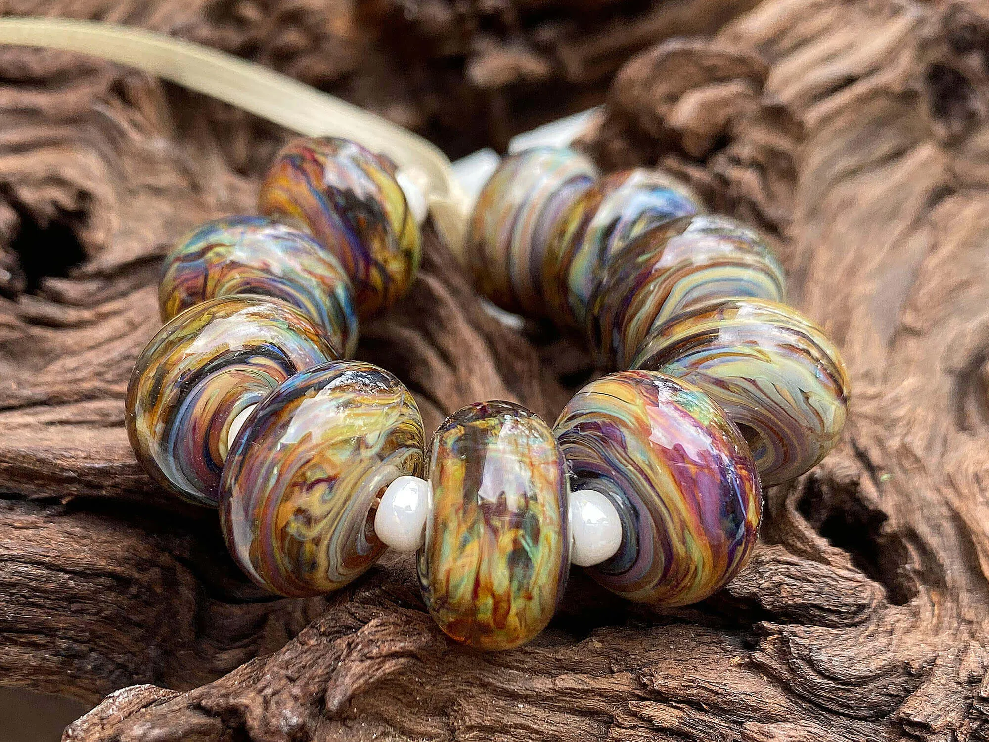 10 Color Pop Multicolor Lampwork Beads Set SRA