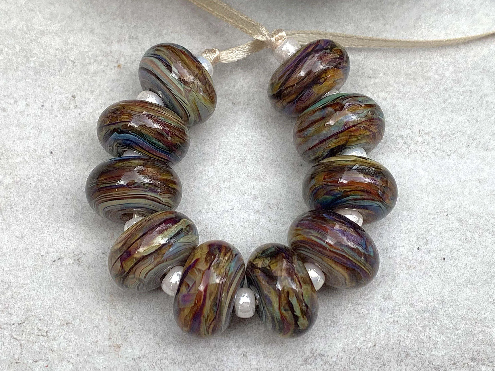 10 Color Pop Multicolor Lampwork Beads Set SRA