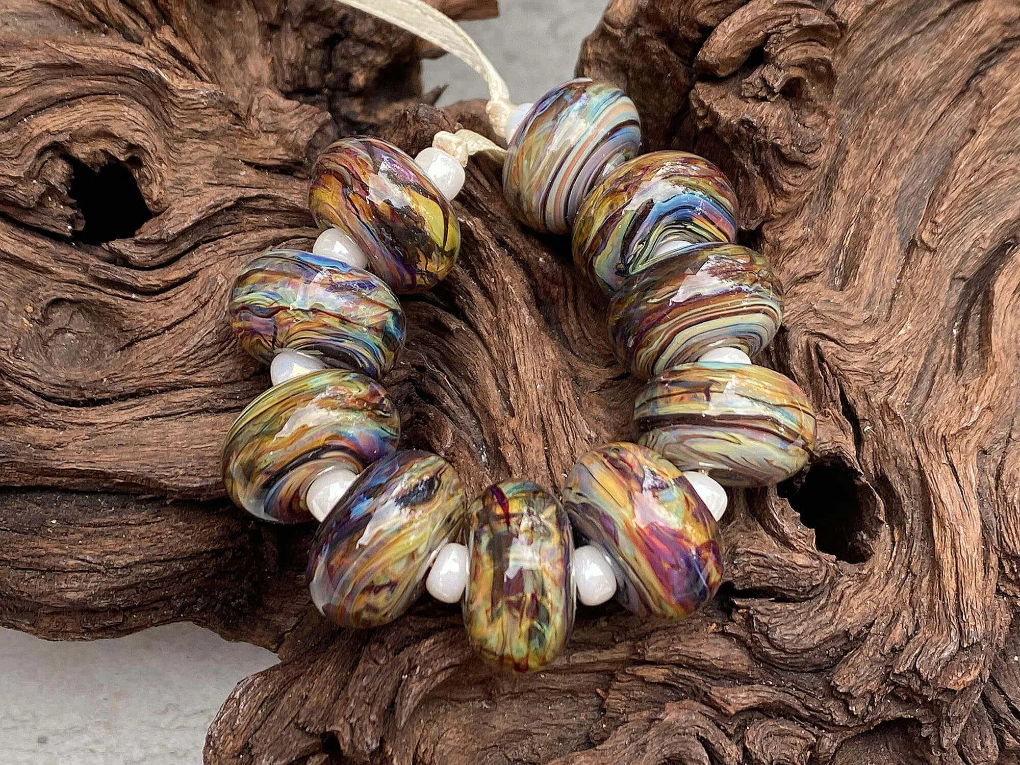 10 Color Pop Multicolor Lampwork Beads Set SRA