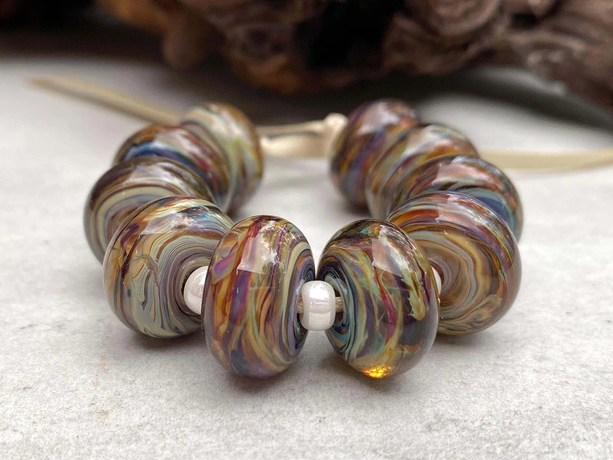 10 Color Pop Multicolor Lampwork Beads Set SRA