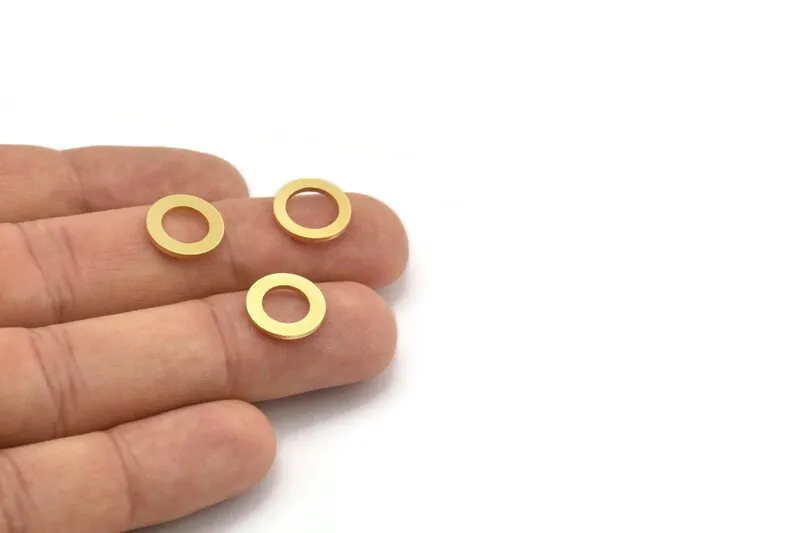 12mm Circle Connector, 24 Raw Brass Circle Connectors (12x2.5x1mm) A4081