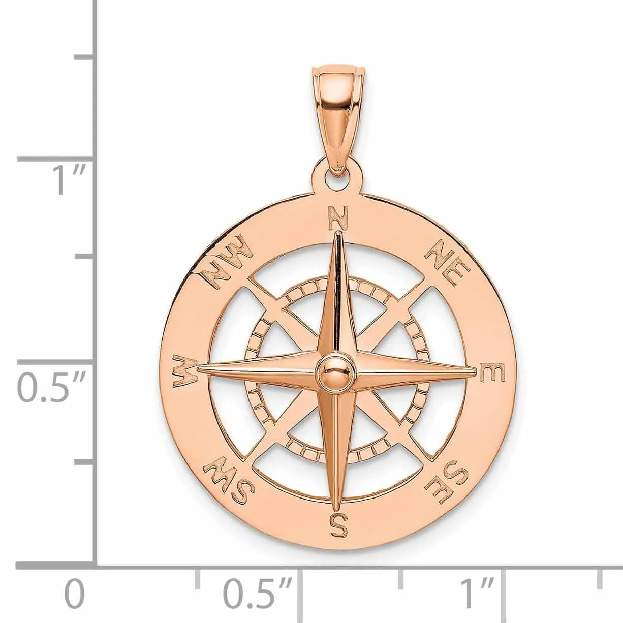 14K Rose Gold Polished Finish Boating Nautical Compass Charm Pendant are Great Gift For Men
