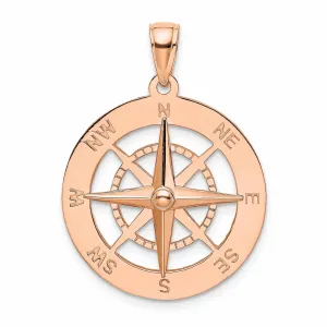 14K Rose Gold Polished Finish Boating Nautical Compass Charm Pendant are Great Gift For Men