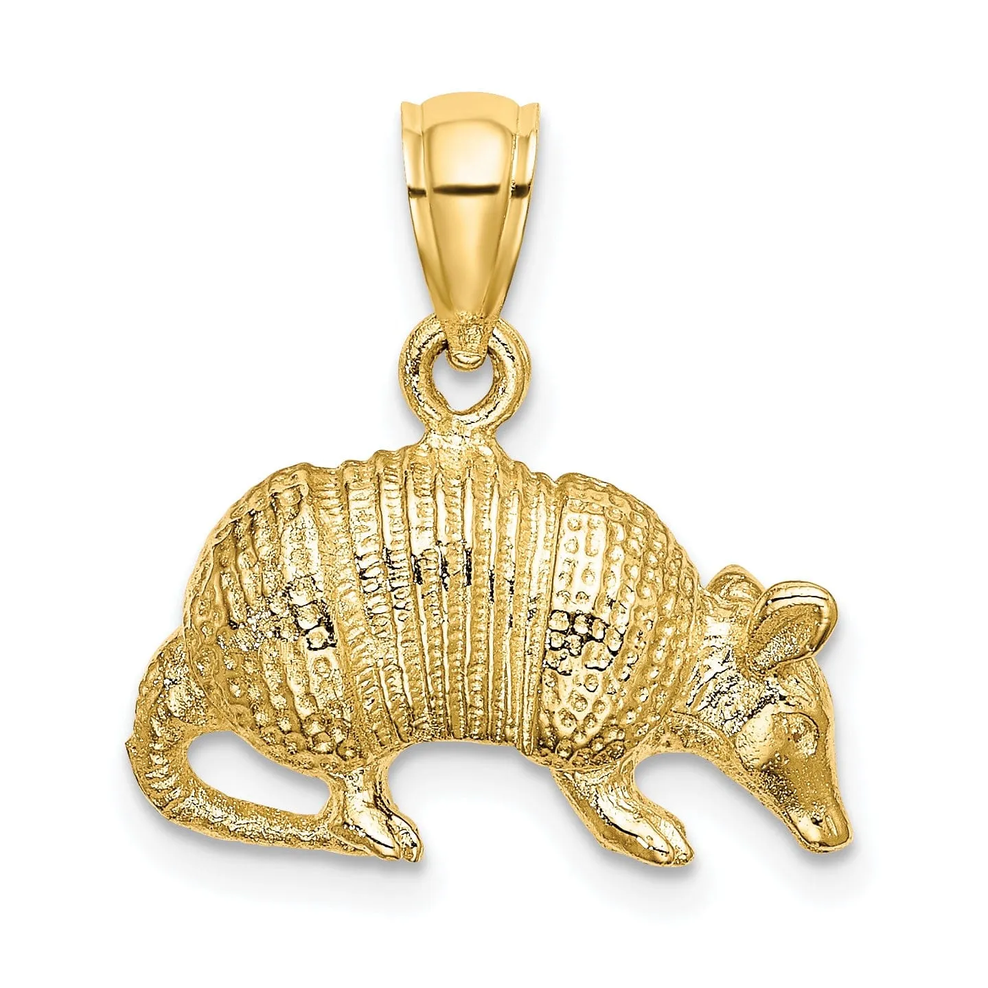 14K Yellow Gold Textured Polished Finish 3-Dimentional Armadillo Charm Pendant