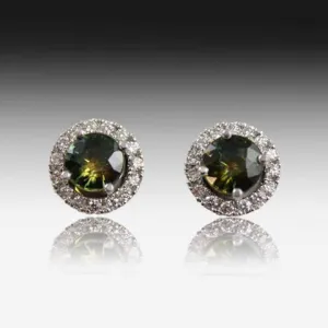 18KT WHITE GOLD PARTI SAPPHIRE AND DIAMOND EARRINGS