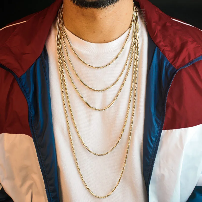 2.5mm Franco Box Chain in Gold