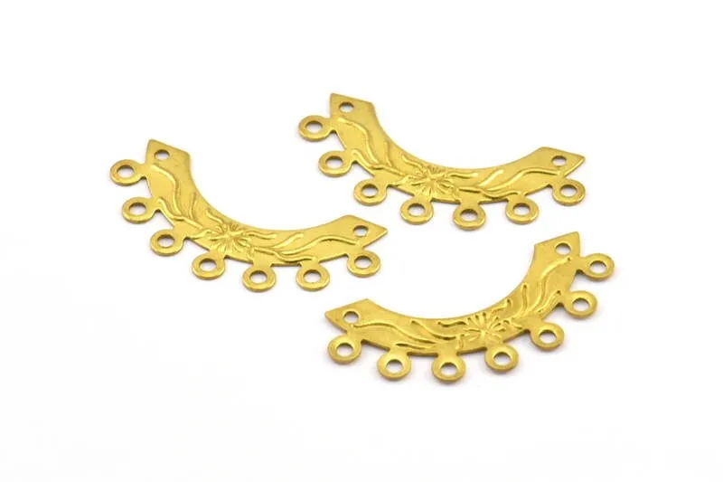 7 Loops Brass, 25 Raw Brass Half Oval Findings With 7 Loops (30x14mm) Brs 13 D0502--c066