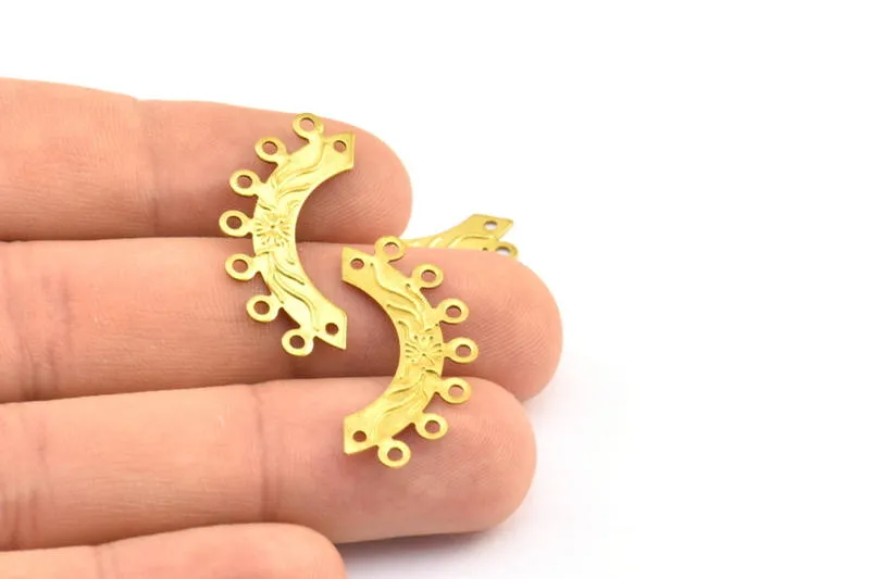 7 Loops Brass, 25 Raw Brass Half Oval Findings With 7 Loops (30x14mm) Brs 13 D0502--c066