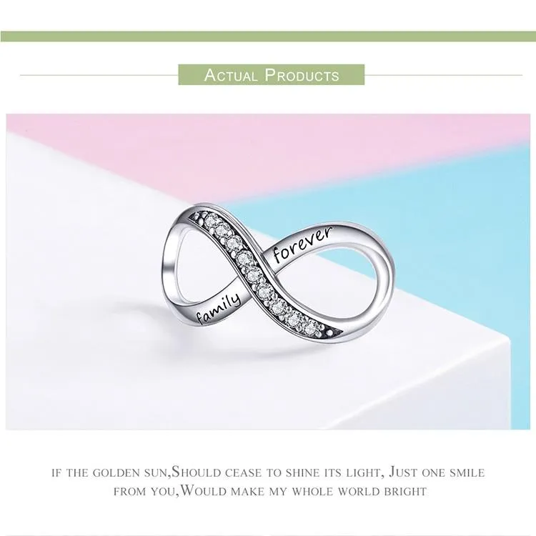925 Sterling Silver Forever Family Infinity Bracelet