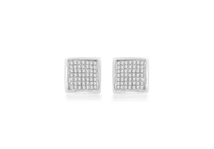 9K White Gold Diamond Pave Cluster Stud Earrings 0.50ct