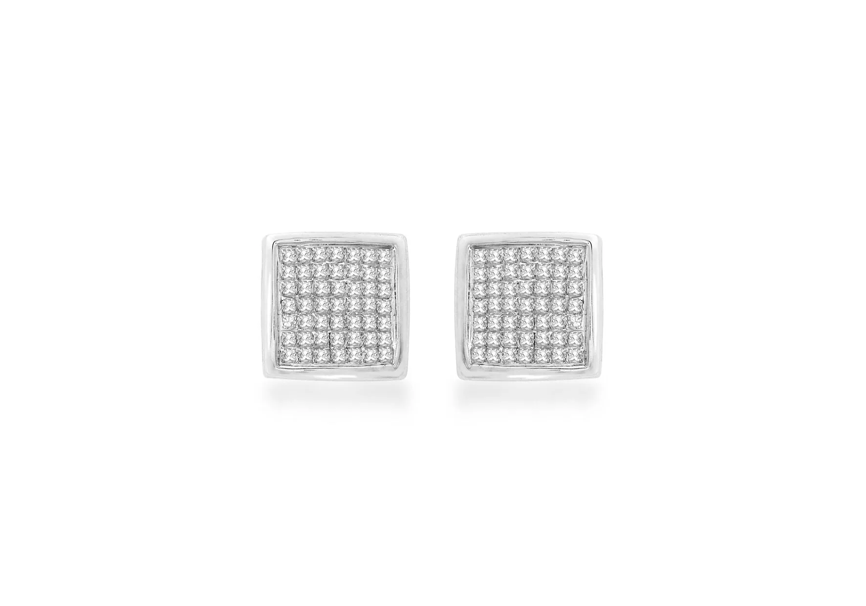 9K White Gold Diamond Pave Cluster Stud Earrings 0.50ct