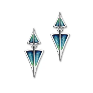 Aegean Sterling Silver & Aquamarine Enamel Short Drop Earrings, EE481