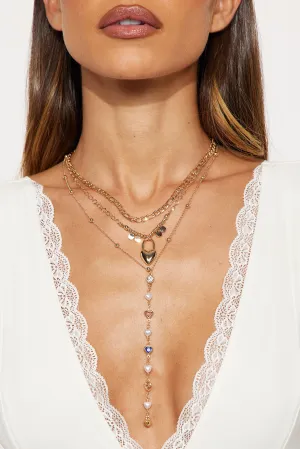 All The Lovely Layered Lariat Necklace - Gold