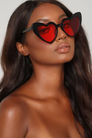 Appreciate The Heart Sunglasses - Black/Red