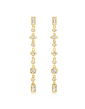 Bezel Stone Drop Studs- Gold