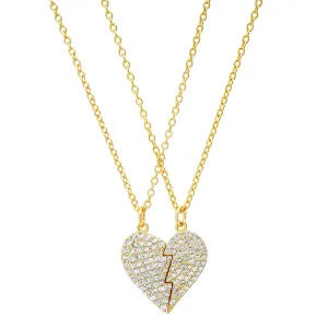 BFF CHARM HEART NECKLACE, GOLD (2 NECKLACES)