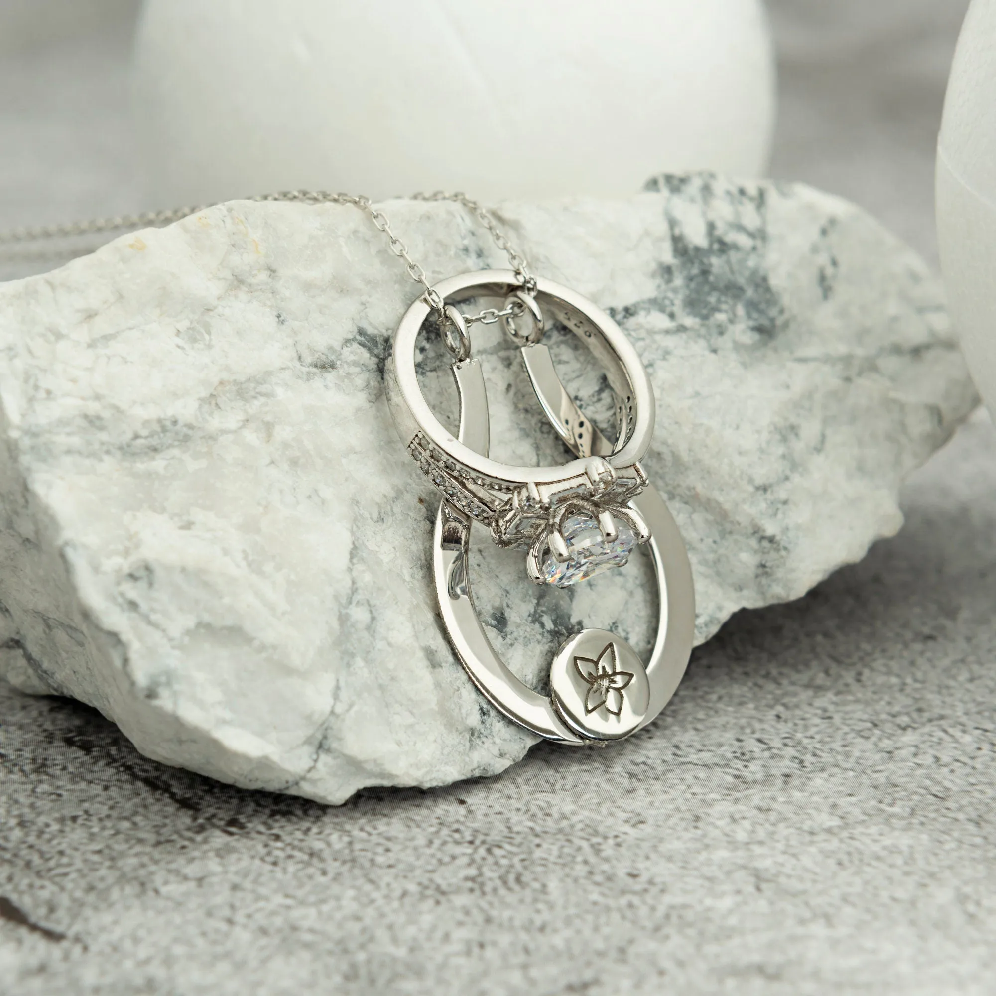 Birth Flower Ring Holder Necklace