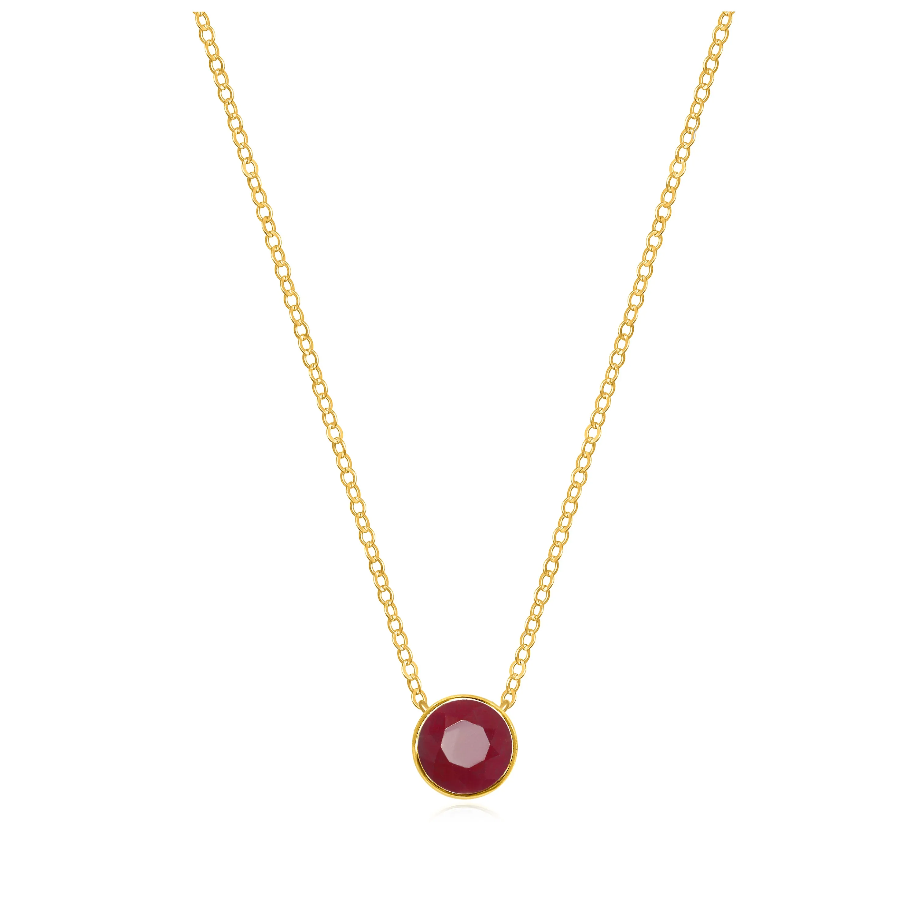 Birthstone Solitaire Necklace-July Ruby