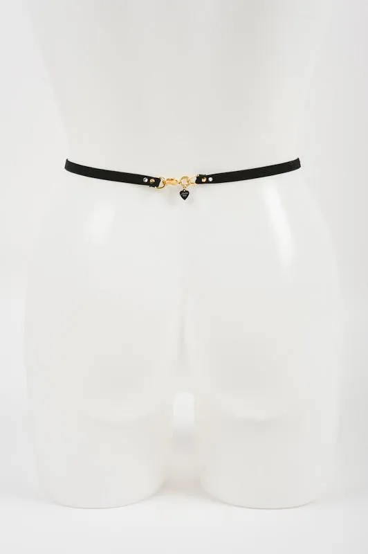 Black Studded Skinny Belt