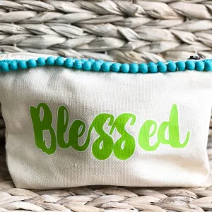 Blessed Canvas Everything Bag with Pom Poms