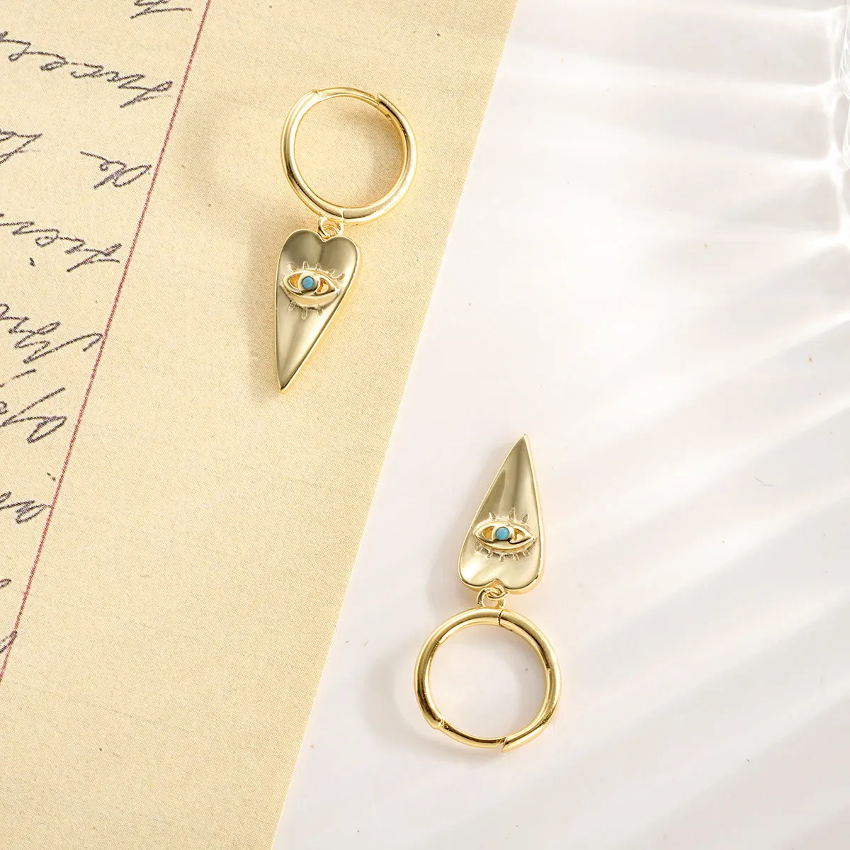 Blue Eyes Love Drop Hoops Earrings