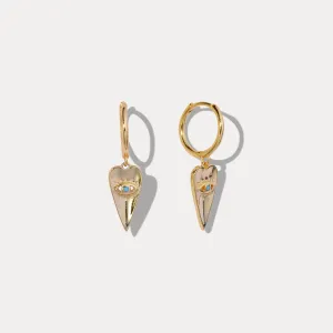 Blue Eyes Love Drop Hoops Earrings
