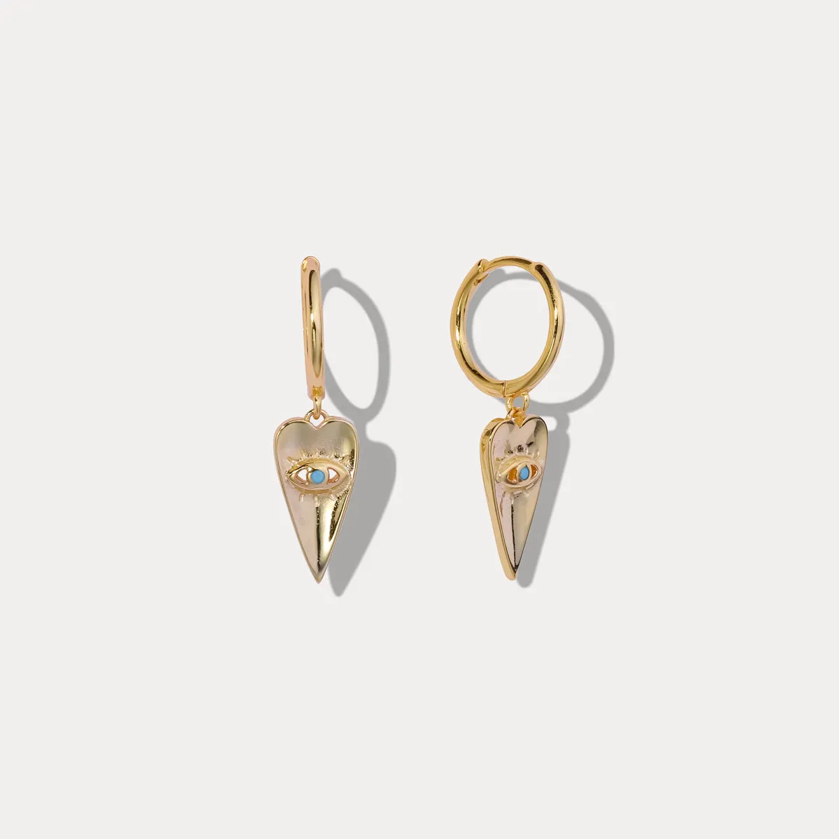 Blue Eyes Love Drop Hoops Earrings