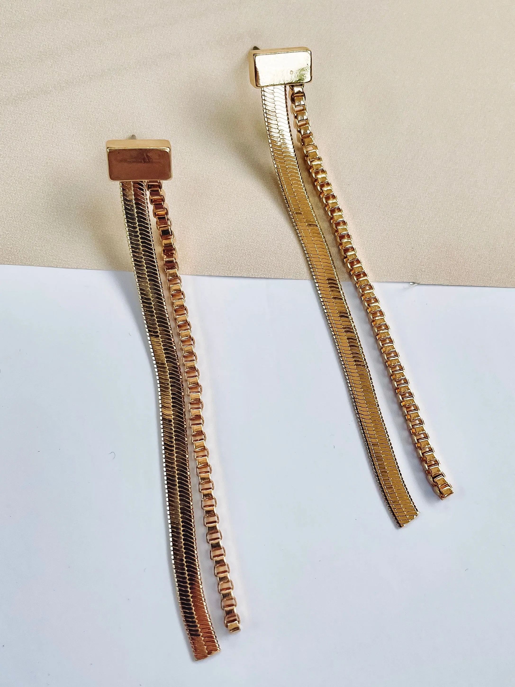 Chain Drop Earrings- Gold