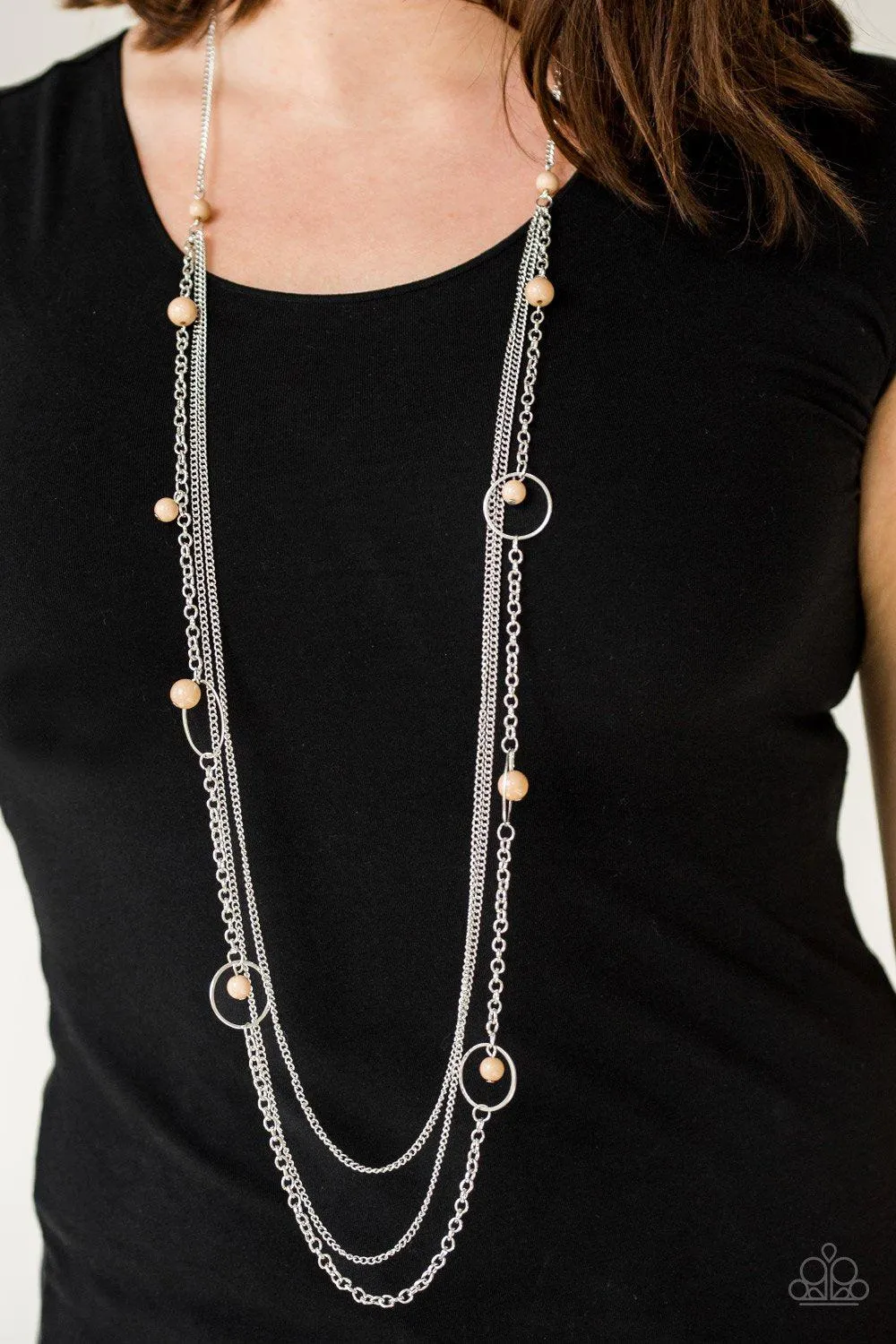 Collectively Carefree Brown and Silver Necklace - Paparazzi Accessories