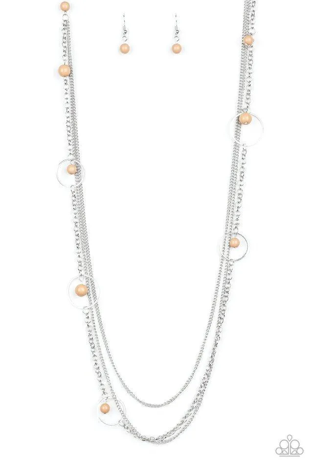 Collectively Carefree Brown and Silver Necklace - Paparazzi Accessories