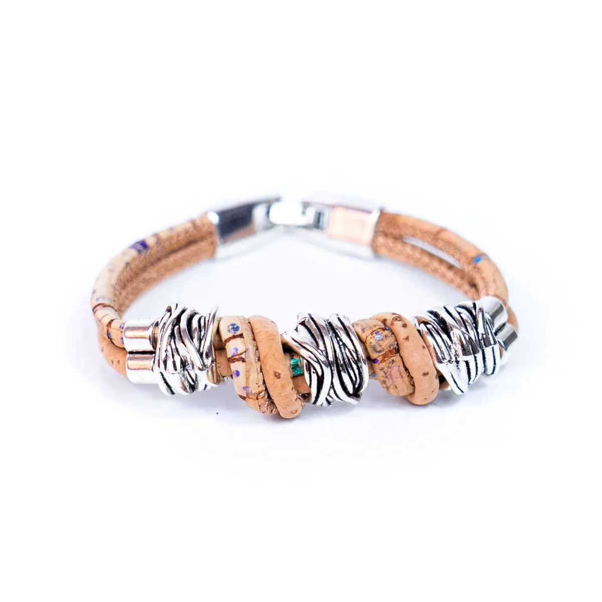 Colorful cork vegan handmade jewelry BR-220-MIX-5