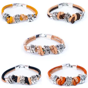 Colorful cork vegan handmade jewelry BR-220-MIX-5