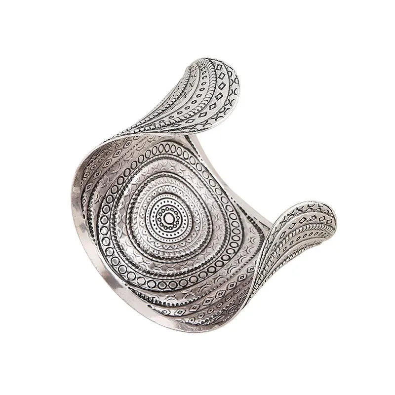 Colorful Natural Oval  Wide Cuff Bracelets Charming Big Bangles Bohemian Tibetan   Bracelet  Enamel Jewelry For Women