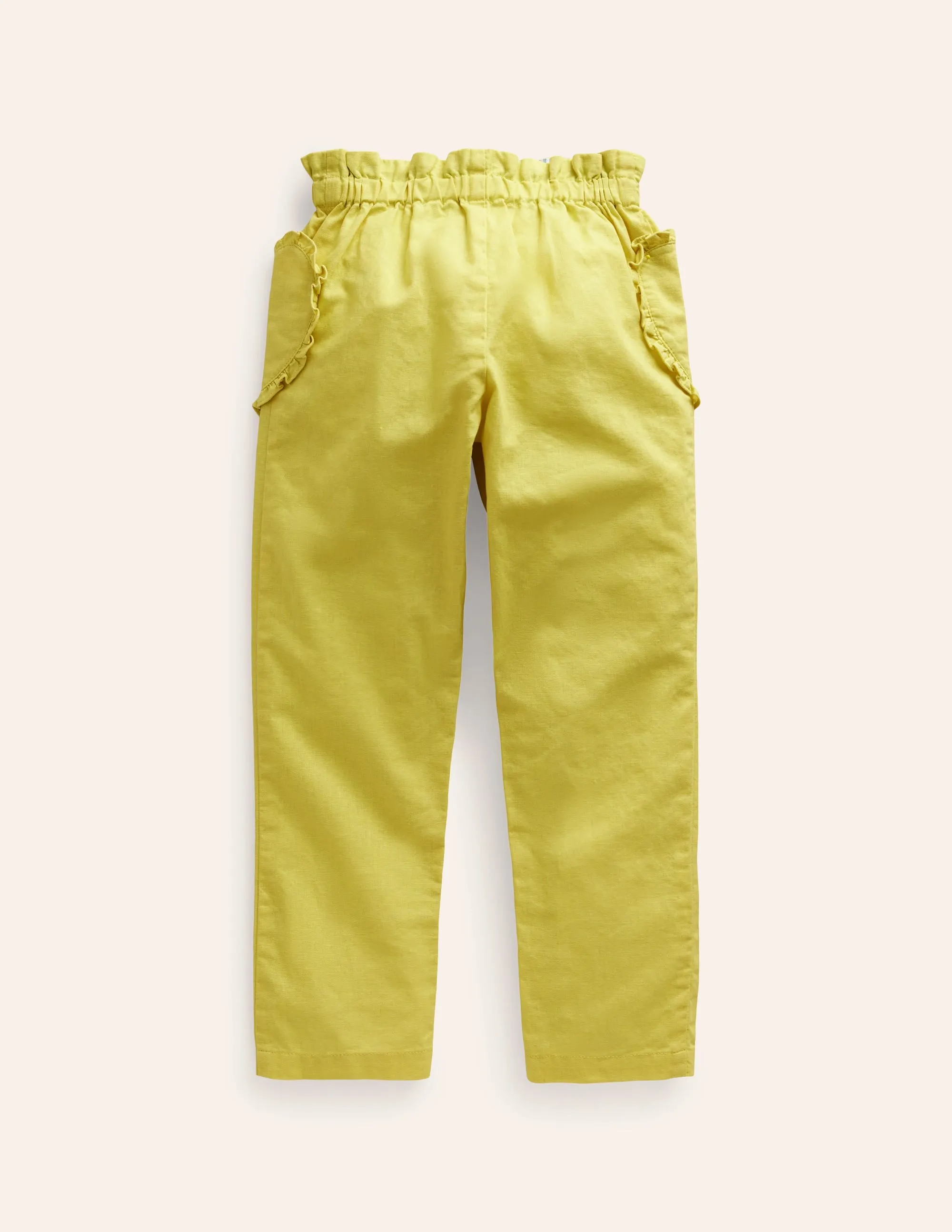 Cotton Linen Pull-on Trousers-Zest Yellow