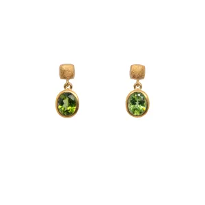 Cube Oval  Peridot Earrings 24K Fair Trade Gold Vermeil