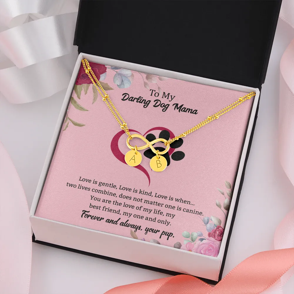 Dog Mama Infinity Bracelet 14k White Gold overlay or 18k Gold overlay Gift