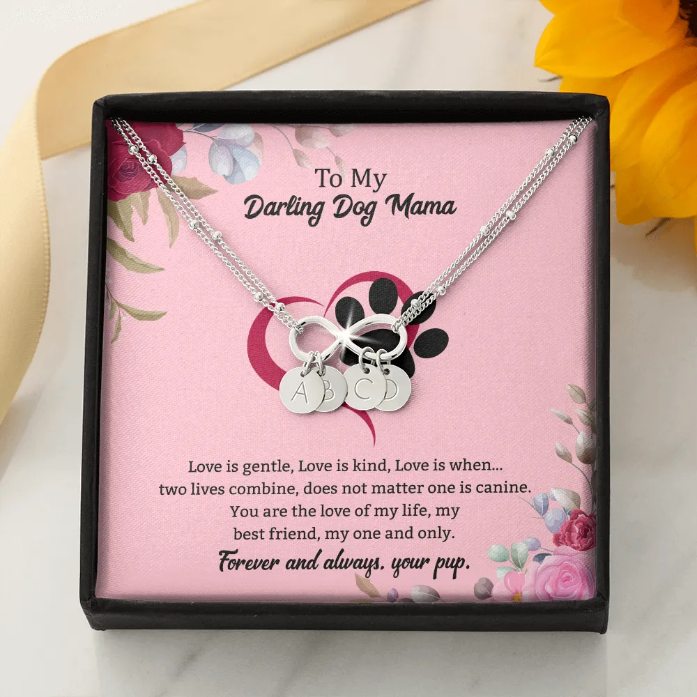Dog Mama Infinity Bracelet 14k White Gold overlay or 18k Gold overlay Gift
