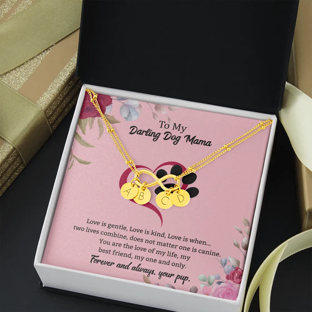 Dog Mama Infinity Bracelet 14k White Gold overlay or 18k Gold overlay Gift