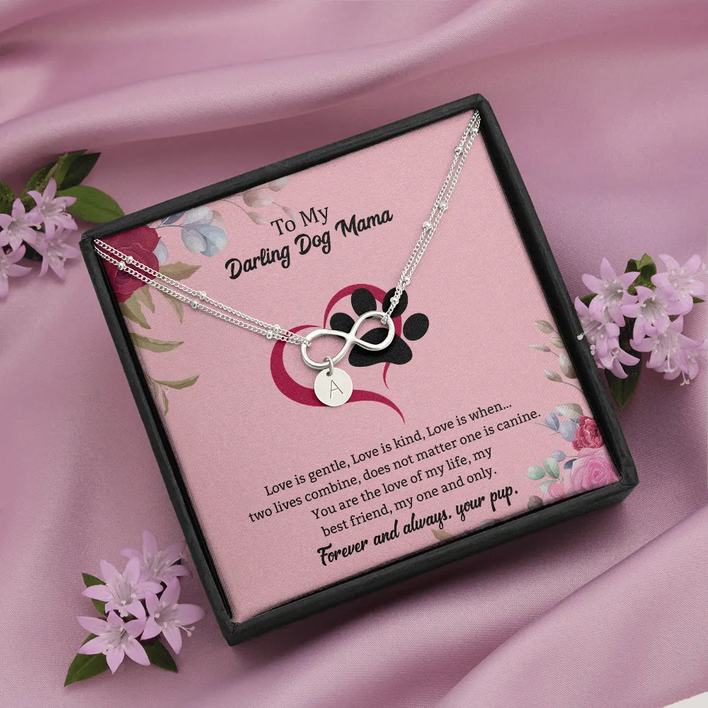 Dog Mama Infinity Bracelet 14k White Gold overlay or 18k Gold overlay Gift