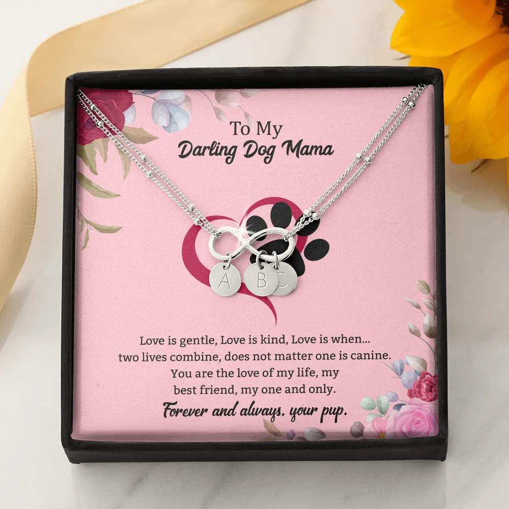 Dog Mama Infinity Bracelet 14k White Gold overlay or 18k Gold overlay Gift