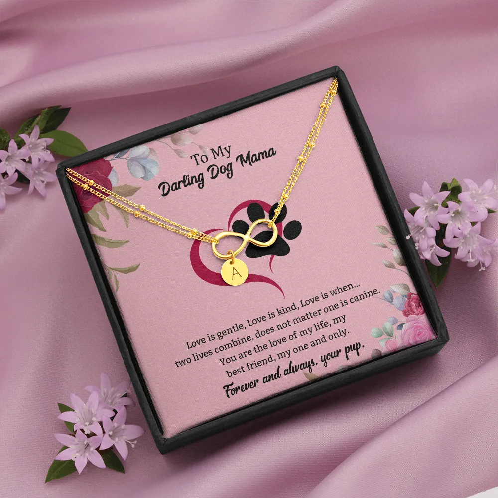 Dog Mama Infinity Bracelet 14k White Gold overlay or 18k Gold overlay Gift