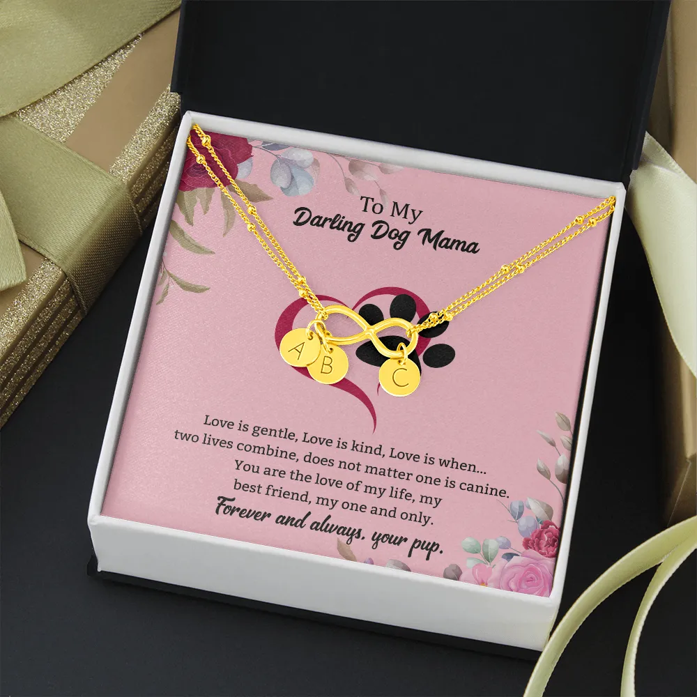 Dog Mama Infinity Bracelet 14k White Gold overlay or 18k Gold overlay Gift