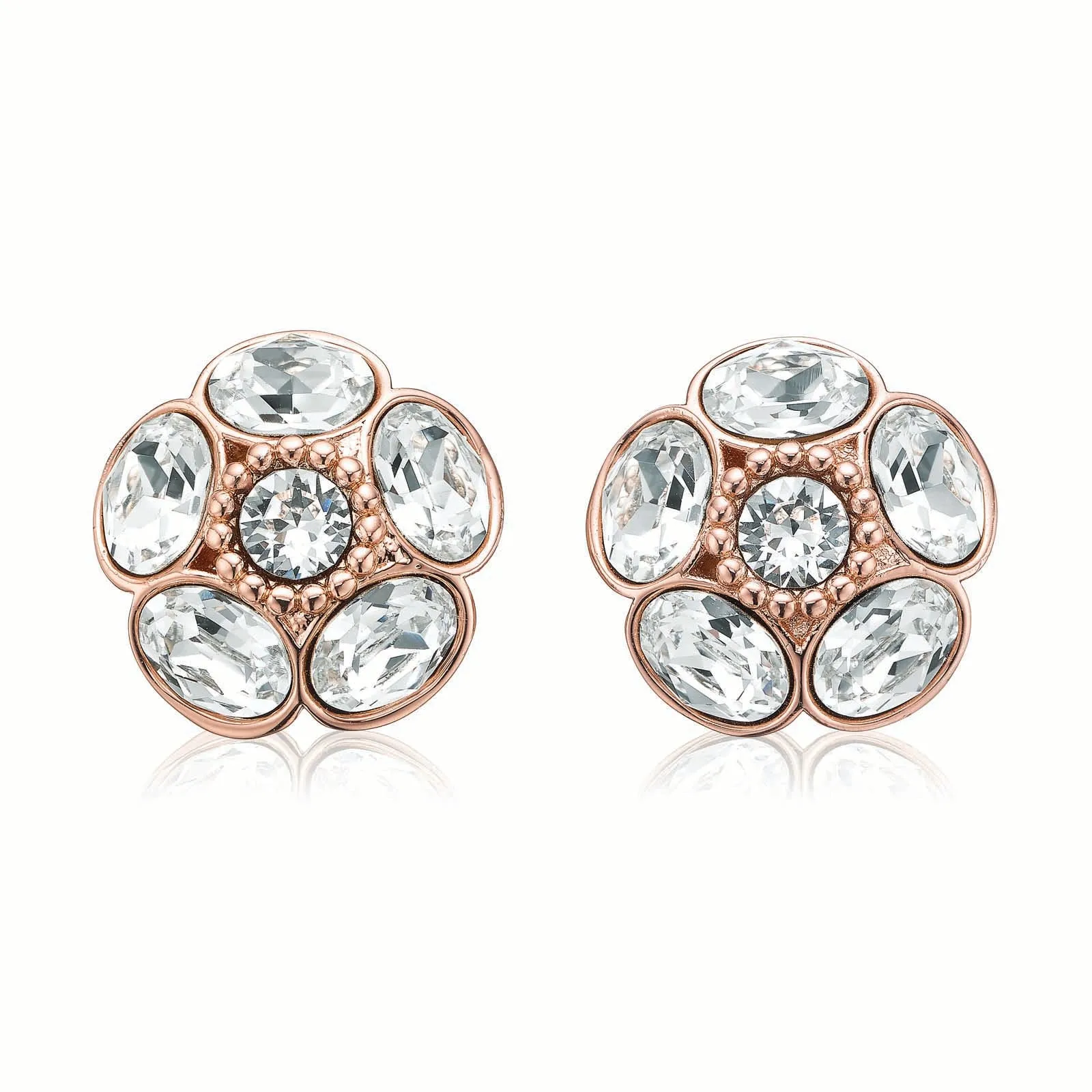Eclipse Sterling Silver & Rose Gold Plated Stud Earrings