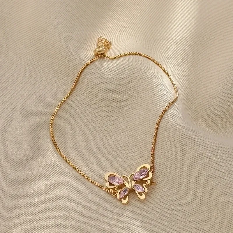 Elegant Butterfly Copper Butterfly Artificial Crystal Bracelets