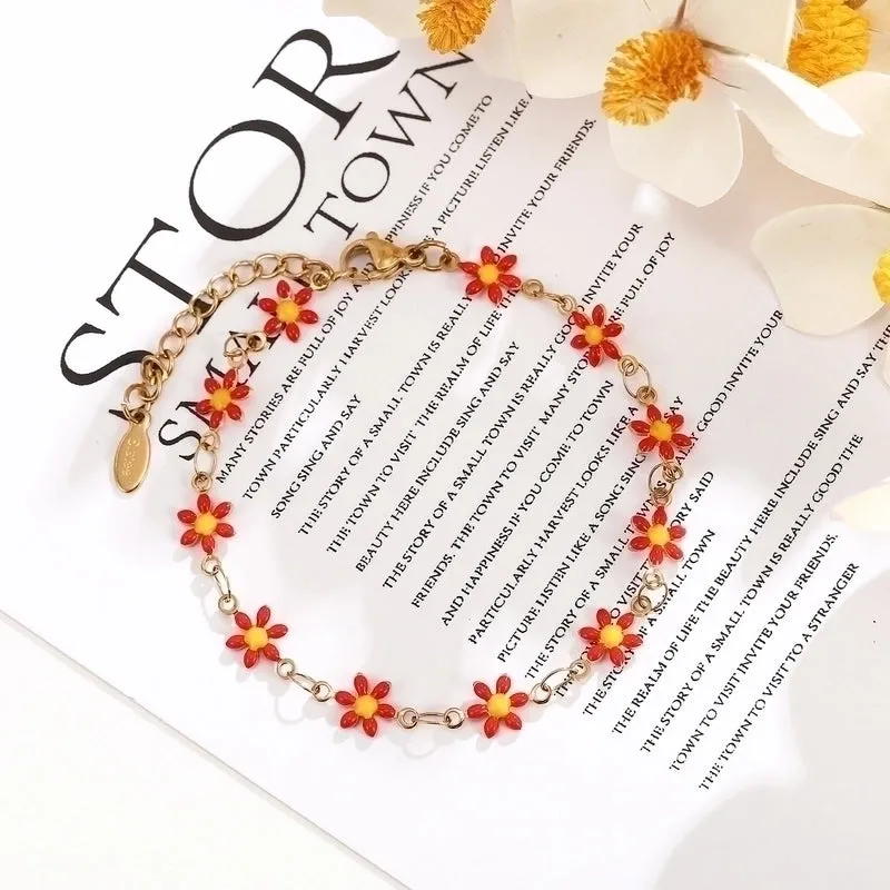 Elegant Flower Stainless Steel Plating Bracelets