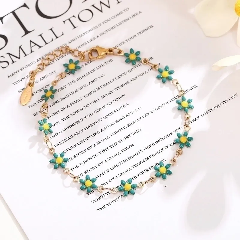 Elegant Flower Stainless Steel Plating Bracelets