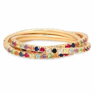 Eriness Multicolored Rose Gold Multicolored Interlocking Rings