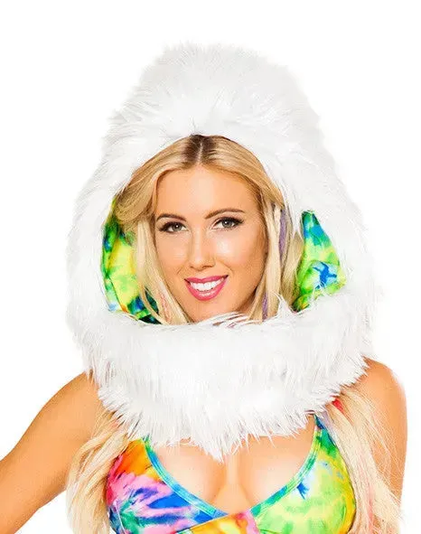 FF440 - Light-Up Faux Fur Infinity Hood with Printed Fabric Lining