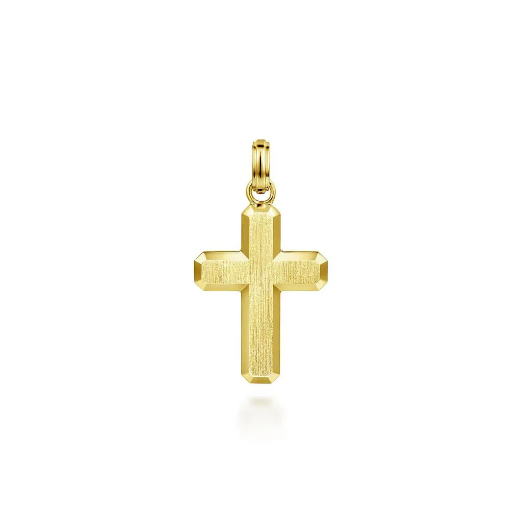 Gabriel & Co. 14K Yellow Gold Brushed Finish Cross Pendant