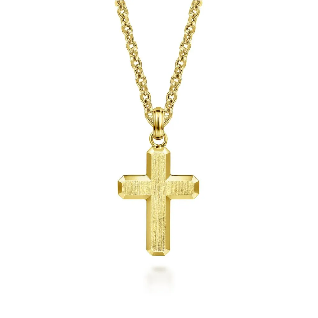 Gabriel & Co. 14K Yellow Gold Brushed Finish Cross Pendant
